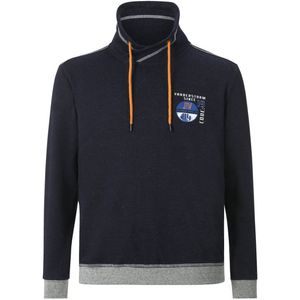 Jan Vanderstorm +FIT Collectie sweater JARMUND Plus Size met printopdruk donkerblauw