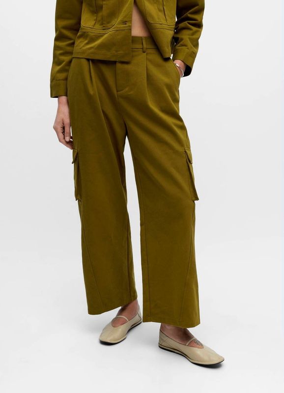 OBJECT regular waist casual broek olijfgroen