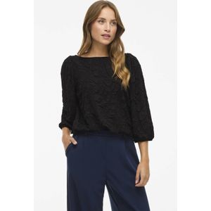 Vila - Videvera Boatneck - T-shirt - Zwart - 3/4 Mouwen