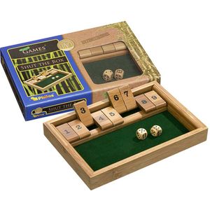 Shut The Box 9 (Bamboe) - Eco-vriendelijk gezelschapsspel met 9 stenen - Afmetingen: 255 x 170 x 30 mm