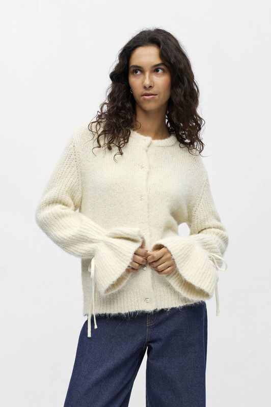 Object - Objsalika Re Knit - Cardigan - White Sand/Melange