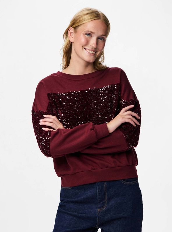 Pcnancy - Ls New Sweat - Bordeaux - Sweatshirt