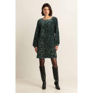 Expresso jurk met pailletten donkergroen