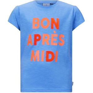 Retour Jeans T-shirt Starr met tekst blauw/oranje