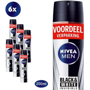 NIVEA Invisible for Black & White Power deodorant spray - 6 x 200 ml - voordeelverpakking