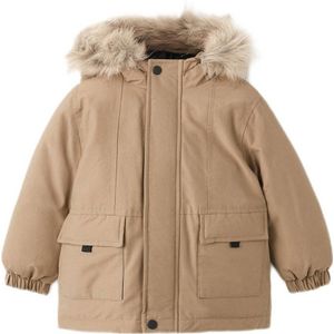 Mango Kids - Jas - Jongens - Met Capuchon - Imitatiebontkraag