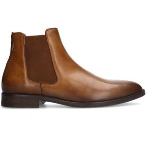 Manfield Leren Chelseaboots Cognac