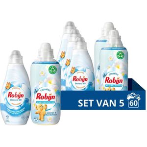 Robijn Perfect Match wasmiddel en wasverzachter pakket - Stralend Wit + Jasmijn & Sandelhout - set van 5 - 60 wasbeurten
