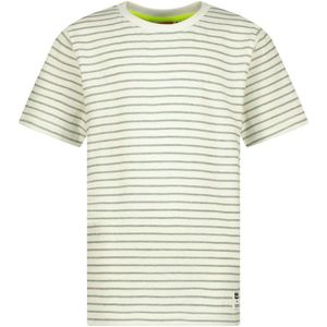 Vingino gestreept T-shirt Hiweko ecru/groen