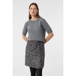 comma korte rok met pailletten zilver