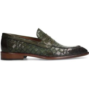 Manfield leren loafers met crocoprint groen