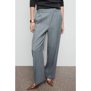 Mango Straight regular waist casual broek grijs