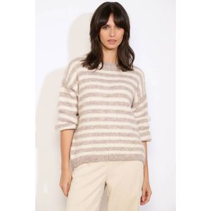 LOLALIZA gestreepte trui beige gebreid