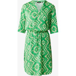 Mexx jurk met all over print en ceintuur groen/wit