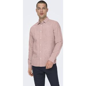 ONLY & SONS linnen casual overhemd oudroze