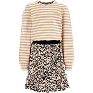 WE Fashion jurk met all over print beige/multicolor