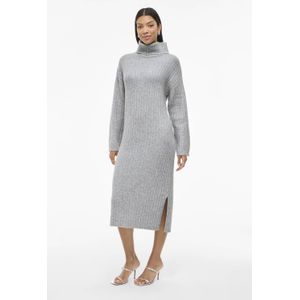 VILA - VILASSIA - Jurk - Grijs Melange - Lange Mouwen - Col