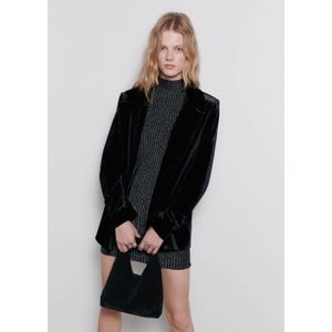 MANGO TEEN fluwelen regular fit blazer zwart