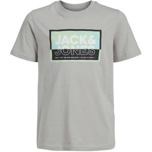 JACK & JONES JUNIOR T-shirt JCOLOGAN SOMMER met logo grijs melange