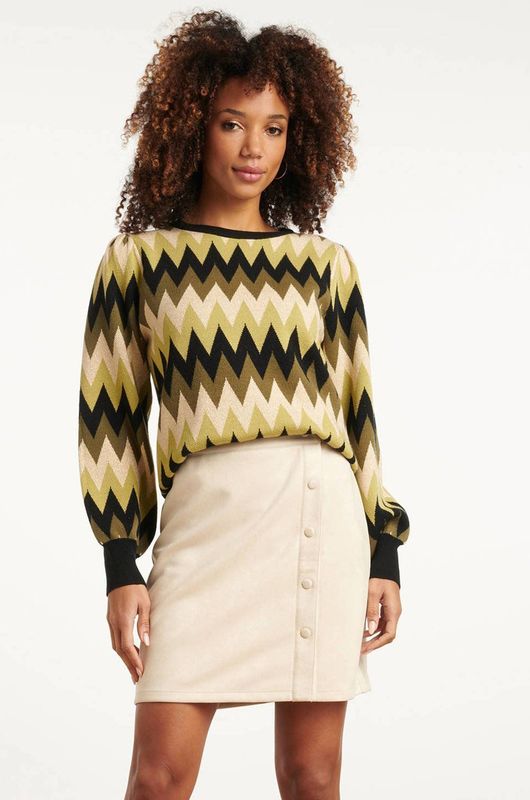 Smashed Lemon - Zigzag Top - Army en Zand - Dames