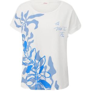 s.Oliver T-shirt met printopdruk ecru/blauw