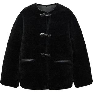 Mango lammy coat winterjas zwart