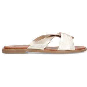 Manfield leren slippers goud