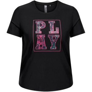 ONLY PLAY CURVY Plus Size sportshirt ONPHYPE zwart/roze