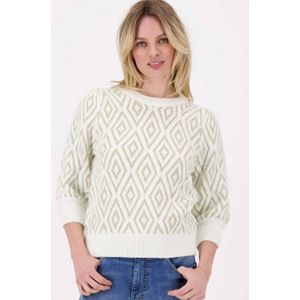 Zusss geruit gebreide trui ecru met lurex