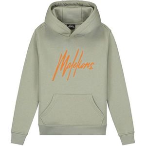 Malelions hoodie Striped Signature met printopdruk saliegroen/oranje