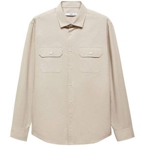 Mango Man slim fit overshirt beige