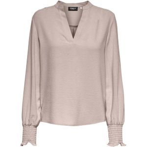 ONLY blousetop ONLMETTE van polyester lichtgrijs