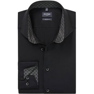 OLYMP - Luxor - Overhemd - Zwart - Modern Fit - Lange Mouwen - Global-Kentkraag