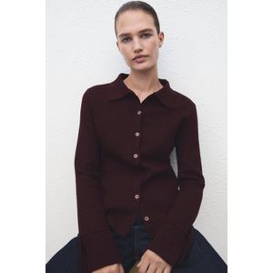 Mango gebreid vest donkerrood