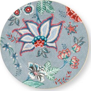 Pip Studio Flower Festival - gebaksbord (1) - lichtblauw - 17cm - bloemen