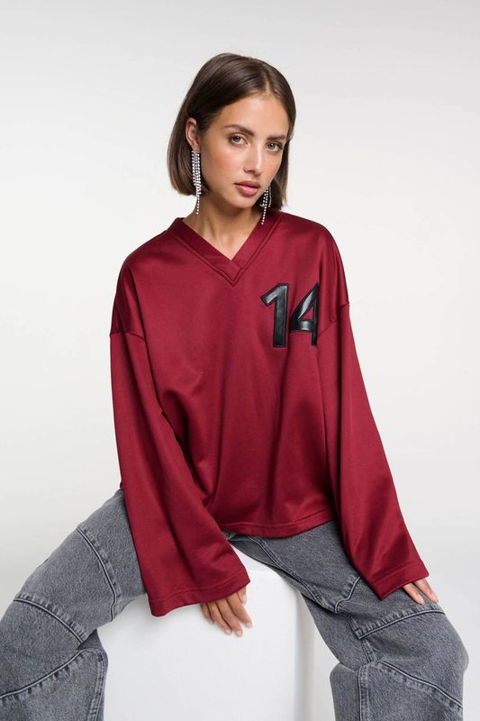 Alix the Label top met backprint donkerrood