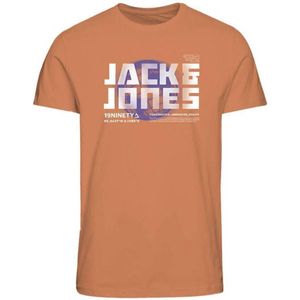 JACK & JONES JUNIOR T-shirt JCOPHOTO met logo bruinoranje