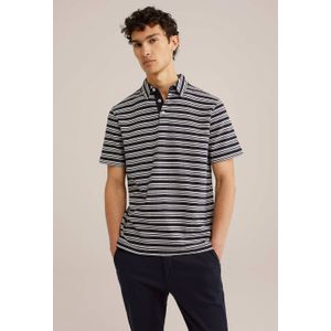 WE Fashion regular polo met textuur donkerblauw