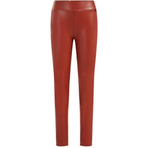 WE Fashion imitatieleren skinny broek oranjerood