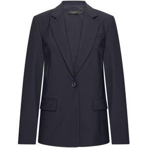 Claudia Sträter travelstof regular blazer donkerblauw