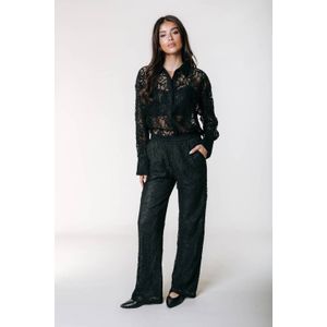 Colourful Rebel kanten wide leg broek zwart