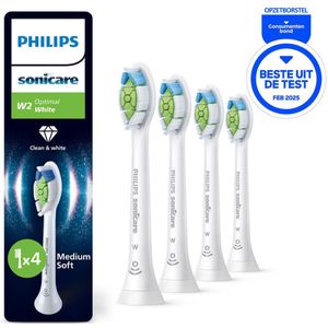 Philips Sonicare Optimal White – Opzetborstels voor Elektrische Tandenborstel – Wit – Verpakking van 4 - HX6064/87
