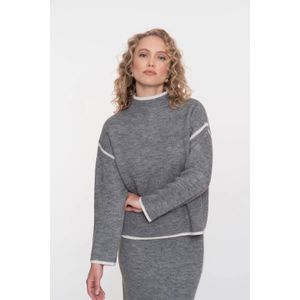 Geisha - 54801 - Gebreide Trui - Grey Melange/offwhite - Dames