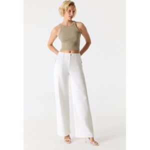 Cup of Joe Denim high waist wide leg jeans ecru