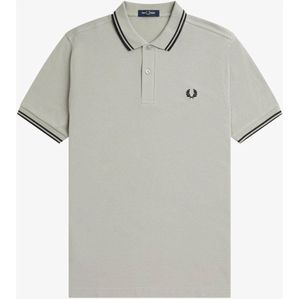 Fred Perry regular fit polo TWIN TIPPED met logo limestone/black
