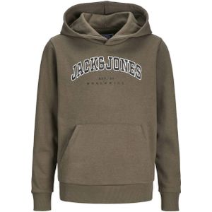 JACK & JONES JUNIOR hoodie JJECALEB VARSITY met logo donkergroen