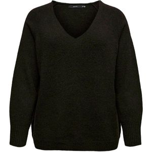 VERO MODA CURVE pullover donkerbruin gebreid