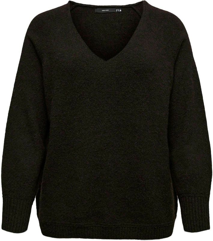 VERO MODA CURVE pullover donkerbruin gebreid