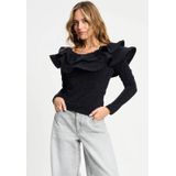 POM Amsterdam off shoulder top donkerblauw met glitter