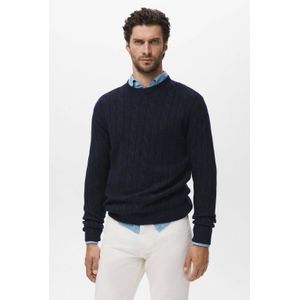 Mango Man x Casper Ruud trui met wol fijn gebreid donkerblauw